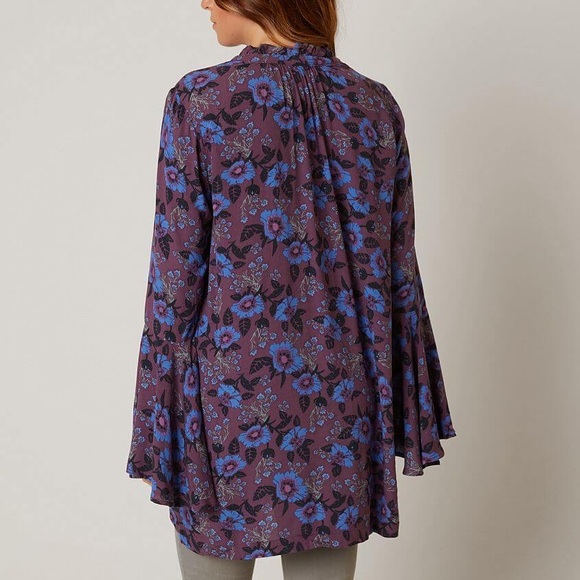 Free People Purple Floral Boho Tunic Mini Dress XS - Picture 5 of 7